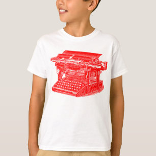 Camiseta Máquina de escribir vintage - Rojo