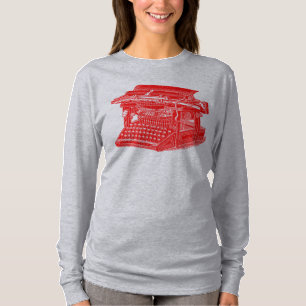 Camiseta Máquina de escribir vintage - Rojo