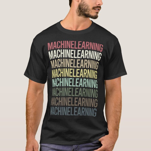 Camiseta Máquina de texto colorido de aprendizaje automátic (Anverso)