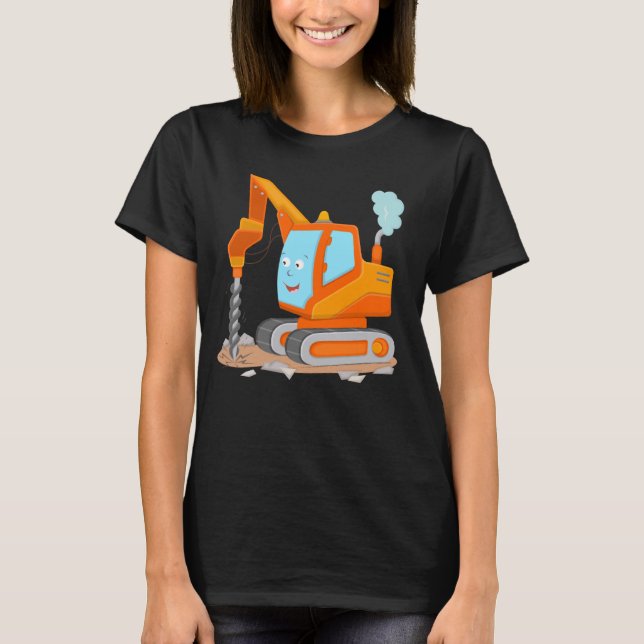 Camiseta Máquina, obra, vehículo de construcción, (Anverso)