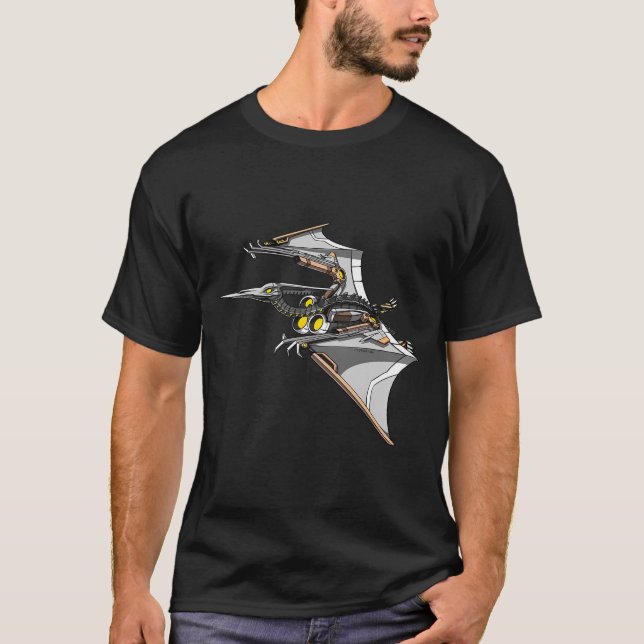 Camiseta Máquina Robot Pterodáctilo Ave Dinosaurio Monstruo (Anverso)