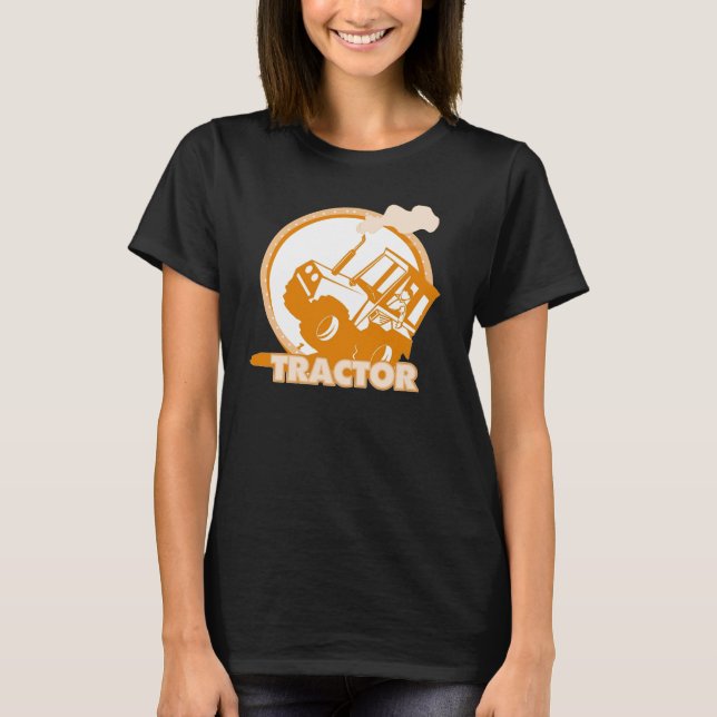 Camiseta Maquinaria de granja de tractores naranja (Anverso)