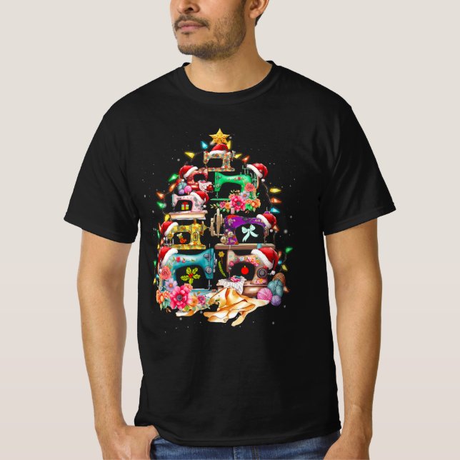 Camiseta Máquinas de coser Árbol de Navidad Amantes de cose (Anverso)