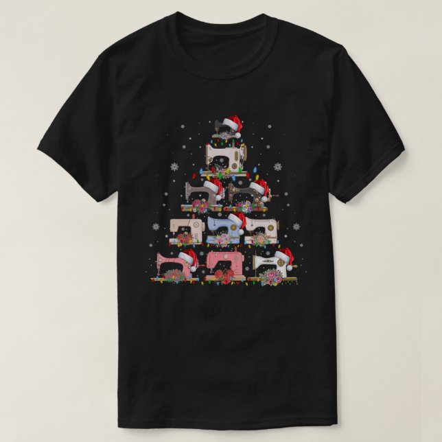 Camiseta Máquinas de coser árbol de Navidad Divertido amant (Diseño del anverso)
