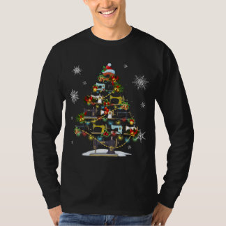 Camiseta Máquinas de coser árboles de Navidad iluminan terr