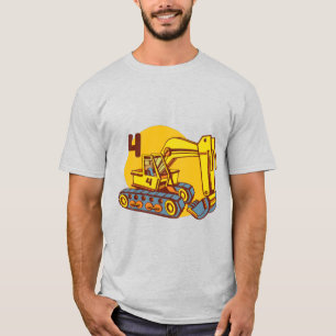 Camiseta Máquinas de excavación de color amarillo curado