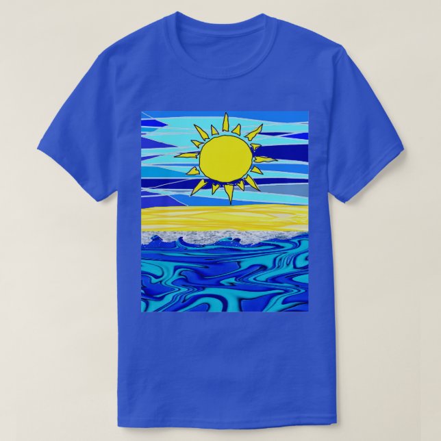 Camiseta Mar azul amarillo y soleado (Diseño del anverso)