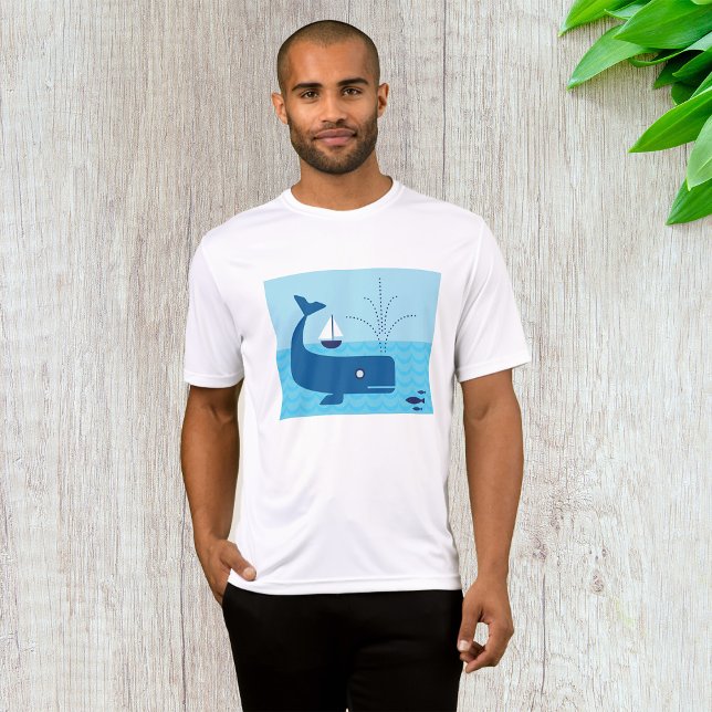 Camiseta Mar Azul de ballena náutica y velero (Subido por el creador)