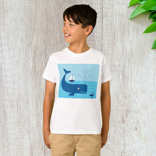 Camiseta Mar Azul de ballena náutica y velero