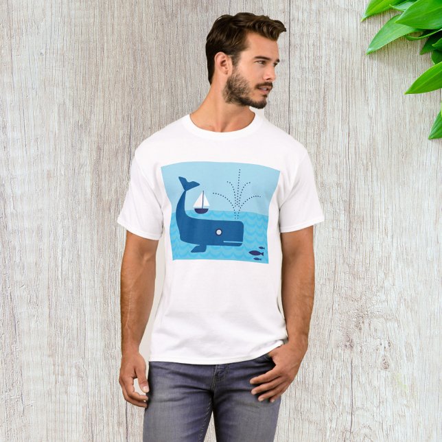 Camiseta Mar Azul de ballena náutica y velero (Subido por el creador)