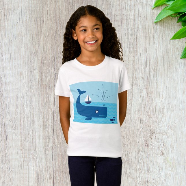 Camiseta Mar Azul de ballena náutica y velero (Subido por el creador)