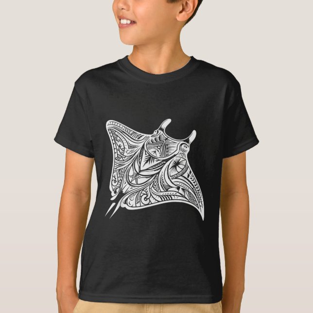 Camiseta Mar de tatuaje tribal de Manta Ray (Anverso)
