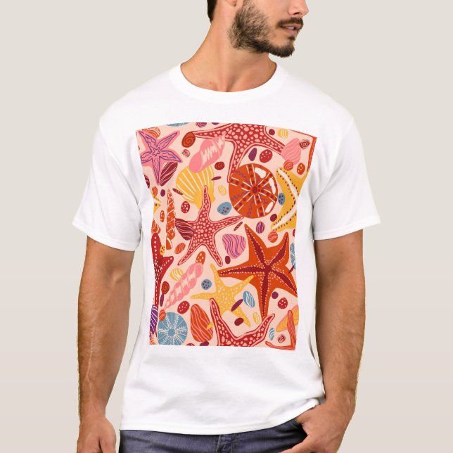 Camiseta Mar Escandinavo de Verano: Patrón Starfish (Anverso)