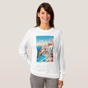 Camiseta marakech hermosa ciudad marroquí pintar manga larg