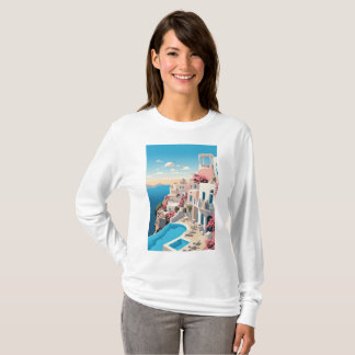 Camiseta marakech hermosa ciudad marroquí pintar manga larg
