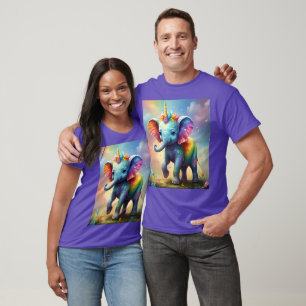 Camiseta Maravillas radiantes: Elefante Unicornio, bebé arc