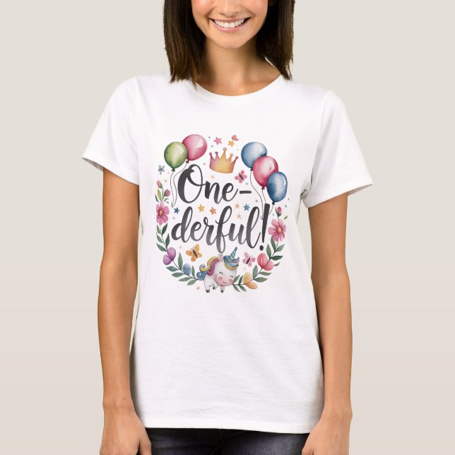 Camiseta Maravilloso cumpleaños Unicornio acuarela (Anverso)