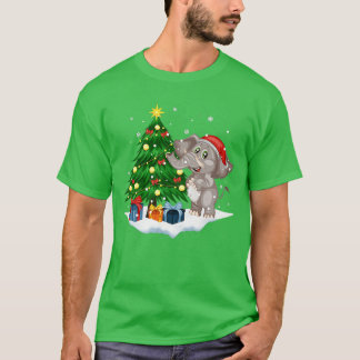 Camiseta Maravilloso Elefante De Santa Navidad Árbol Con Lu