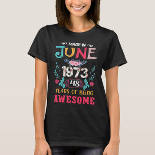 Camiseta Maravilloso Junio 1973 Vintage 48º cumpleaños
