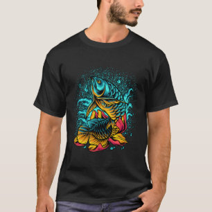 Camiseta Maravilloso Pescado Arowana Con Flores Para Pescad