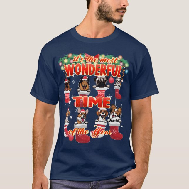 Camiseta Maravillosos Navidades de perros celebran a chica  (Anverso)