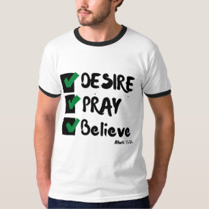 Camiseta Marca 11:24 KJV Biblia Scripture Mens Ringer