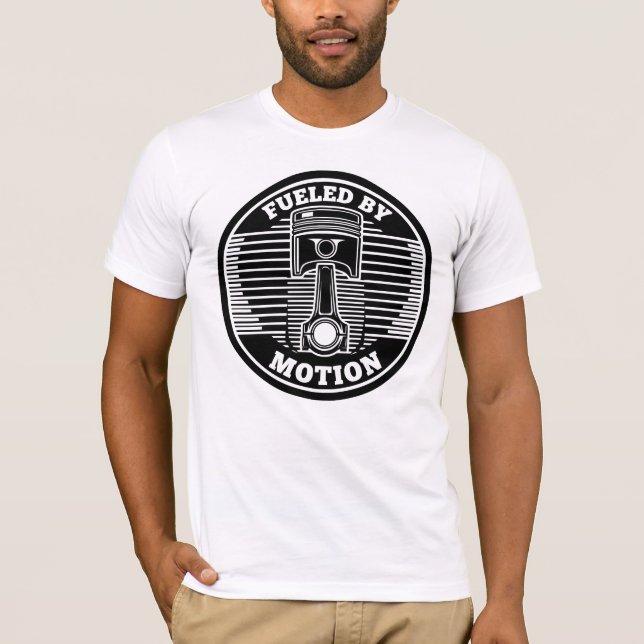 Camiseta Marca Circular de Pistón Cinético Mecánico (Anverso)