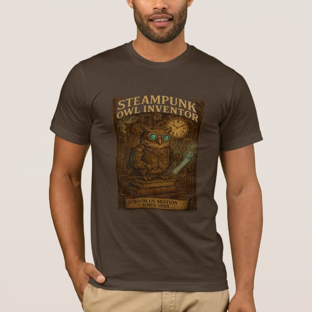 Camiseta Marca de fantasía Steampunk Owl Inventor - Fantasí (Anverso)