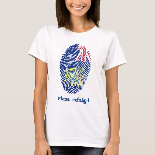 Camiseta Marca Pitcairn Huella digital "Plena refulget" (Anverso)