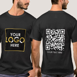 Camiseta Marca tu logotipo Código QR Texto promocional Negr