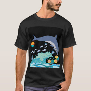 Camiseta Marca Zishiwood delfín gráfico mágico, pez grande