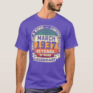 Camiseta March 1937 85th Birthday Gift 85 Years Of Being Le