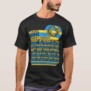 Camiseta March Pisces Hechos Rótulo Zodiaco Astrología de G