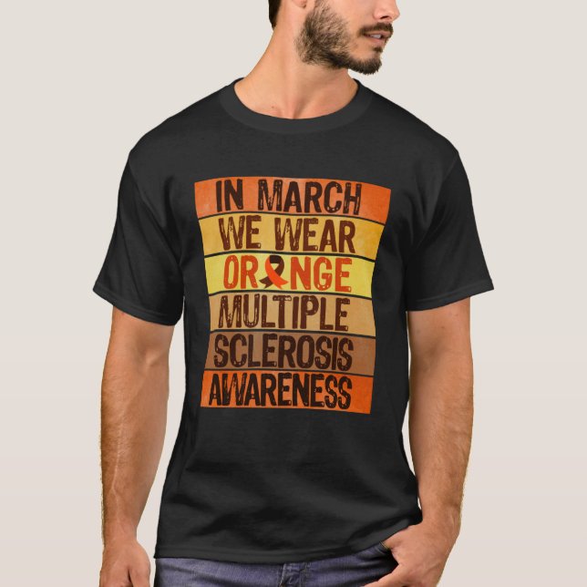 Camiseta March Wear Naranja MS Warrior Ribbon Múltiple Scle (Anverso)
