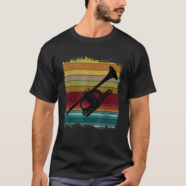 Camiseta Marcha Banda Trumpeter, músico retro trompeta (Anverso)