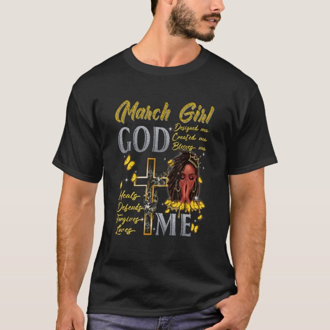 Camiseta Marcha Chica Dios me bendice cumpleaños Reina negr (Anverso)