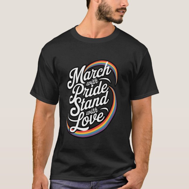 Camiseta Marcha Con Orgullo De Pie Con Celebración De Amor (Anverso)