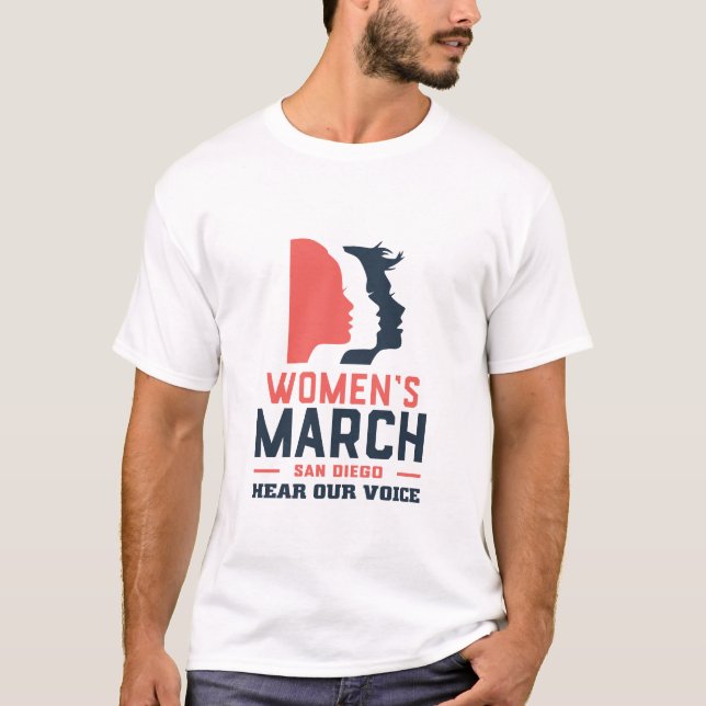 Camiseta Marcha de Mujeres San Diego escucha nuestra voz (Anverso)