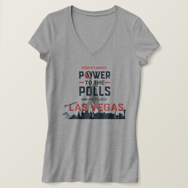 Camiseta Marcha femenina Las Vegas - Tee de cuello-V (Anverso del diseño)