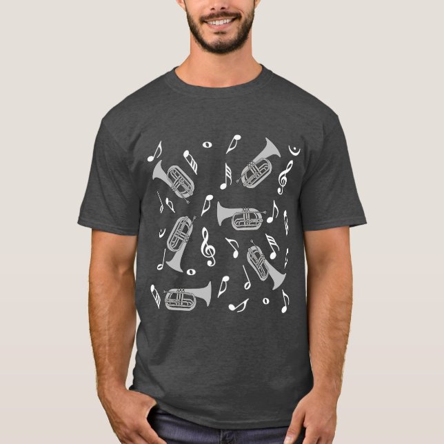Camiseta Marchando notas musicales de Baritone (Anverso)