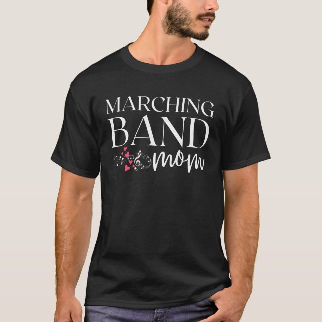 Camiseta Marching Band Mom Hearts Music Notes (Anverso)