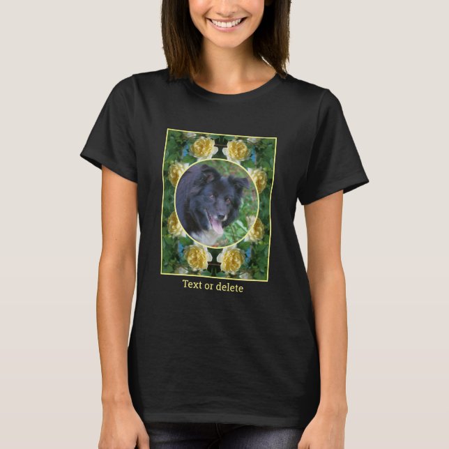 Camiseta Marco amarillo de flor de rosa crea tu propia foto (Anverso)