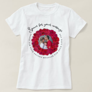 Camiseta Marco circular de rosa roja con texto y foto perso