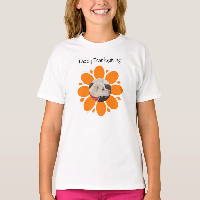 Camiseta Marco de flor Naranja para Chicas de fotografía Ma (Anverso)