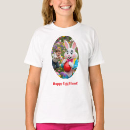 Camiseta Marco de foto ovalado de Pascua con conejo y niño