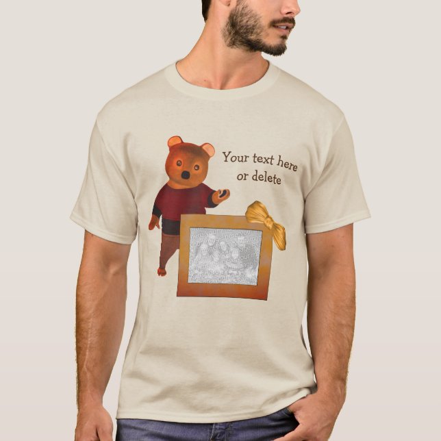 Camiseta Marco de foto personalizado de oso corto (Anverso)