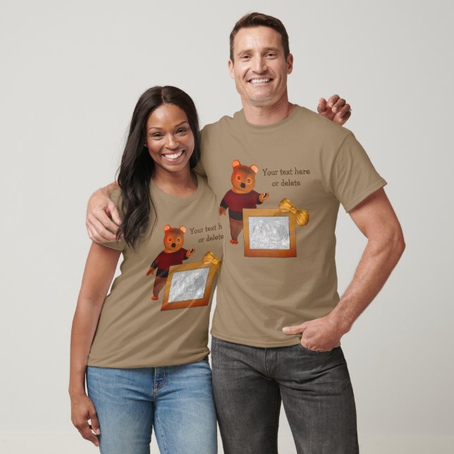 Camiseta Marco de foto personalizado de oso corto (Unisexo)