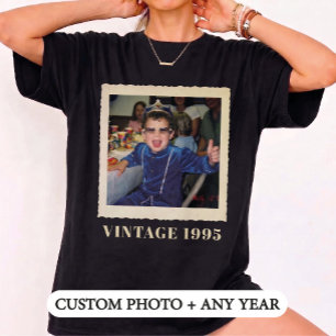 Camiseta Marco de foto retro de año de nacimiento personali