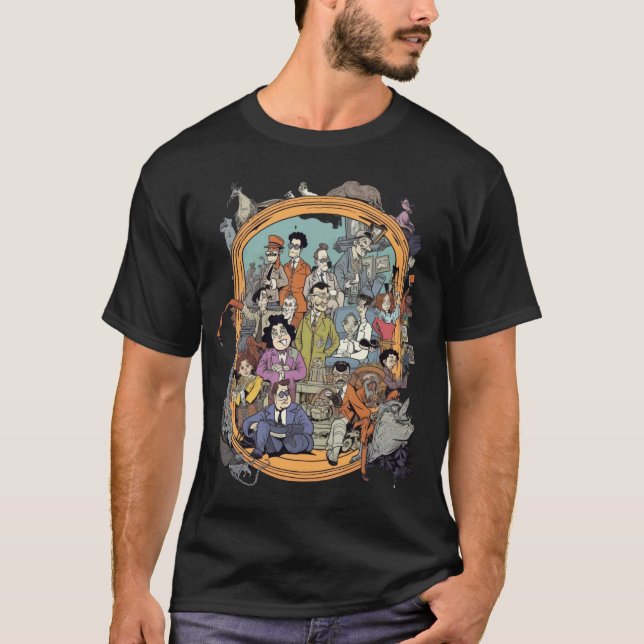 Camiseta Marco de imagen de Tim Burton Style con negro (Anverso)