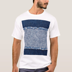Camiseta Marco de jeans azules de denim con bordes.
